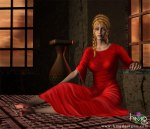 lady in red, vrouw in rode jurk