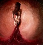 lady in red, vrouw in rode jurk