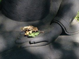 Boeddha.s. boeddhabeelden in Plum Village, mudra's, handhoudingen, mediteren, contemplatie, beelden, boeddha in het bos, onder de bomen, boeddha