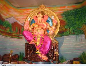 altaar voor Ganesha, verering ,GANESHA, FOTO, OLIFANTENGOD, 