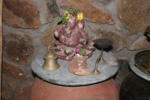 altaar voor Ganesha, verering ,GANESHA, FOTO, OLIFANTENGOD, 