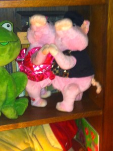 dansende varkentjes, mannetje en vrouwtejsvarken dansen