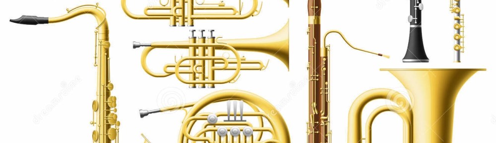 koperen blaasinstrumenten, trompet , saxofoon, schuiftrompet