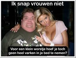 foute man, varken in bed, kleine piemel, worstje , grote dikke kerel met vrouw, onbegrijpelijk dat vrouwen zo'n vent willen