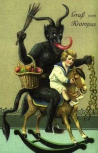 sinterklaas en Rupert, sint en duivelse knecht Duitse sint, Krampus,