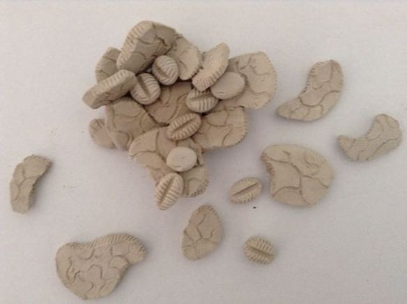 microben, Buitenkunst, kunstproject, microben van klei, klei objecten, 