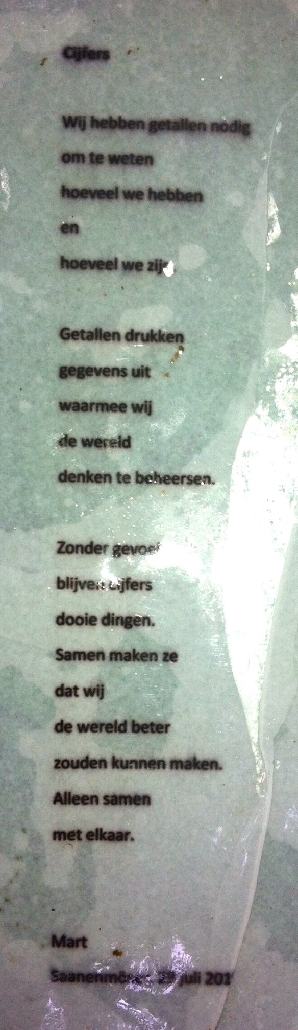 gedicht over cijfers en getallen en liefde, gedicht op drollenautomaat
