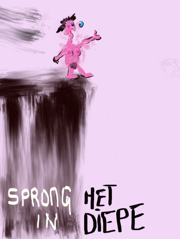 © Toverheks.com, sprong in het diepe, rand van de afgrond, wie niet waagt, die niet wint