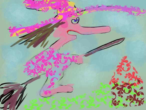 © Toverheks.com, heks op bezemsteel, vliegende heks, heksje, grappige heks, gekke heks, toverheks